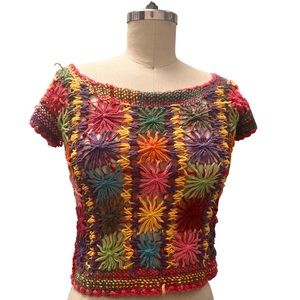 Unique boho net top // Handmade Vintage